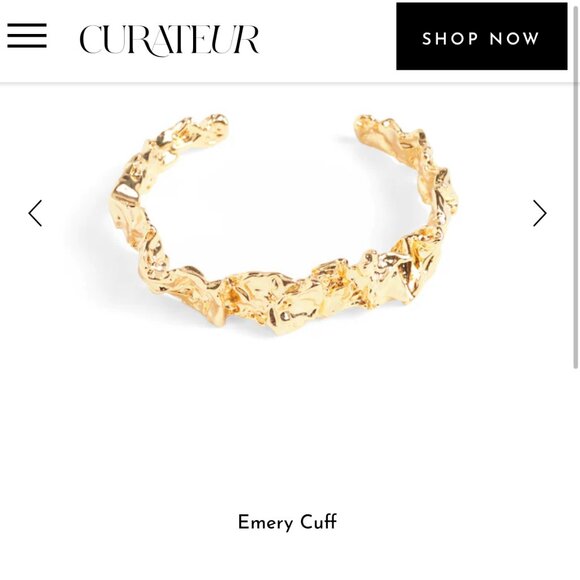 Emery 24K Plated Gold Textered Cuff Bracelet - Picture 1 of 11